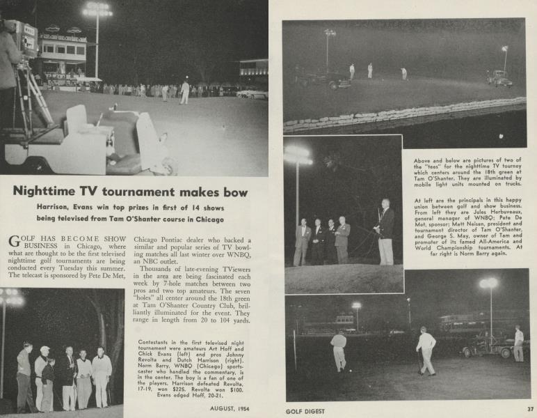 Nighttime TV tournament makes bow | Golf Digest | AUGUST 1954