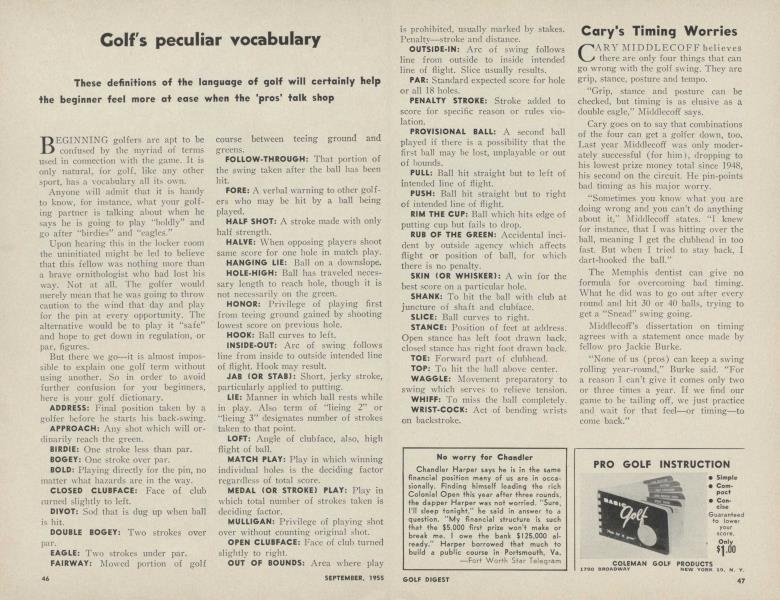 Golf's peculiar vocabulary