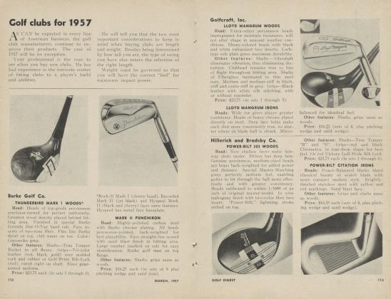 Golf clubs for 1957