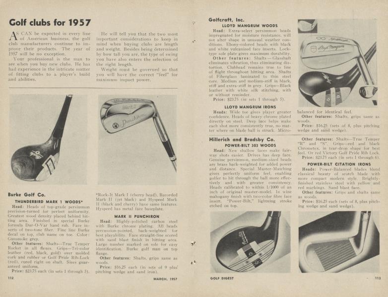 Golf clubs for 1957