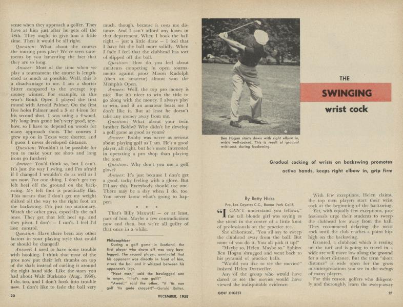 THE SWINGING wrist cock