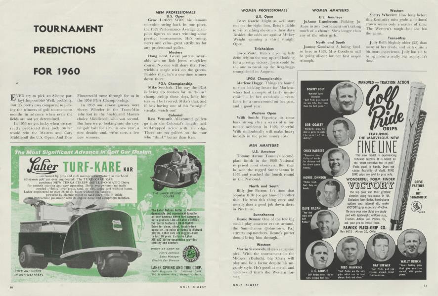 TOURNAMENT PREDICTIONS FOR 1960