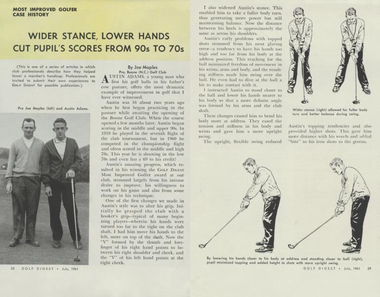 WIDER STANCE, LOWER HANDS CUT PUPIL'S SCORES FROM 90s TO 70s