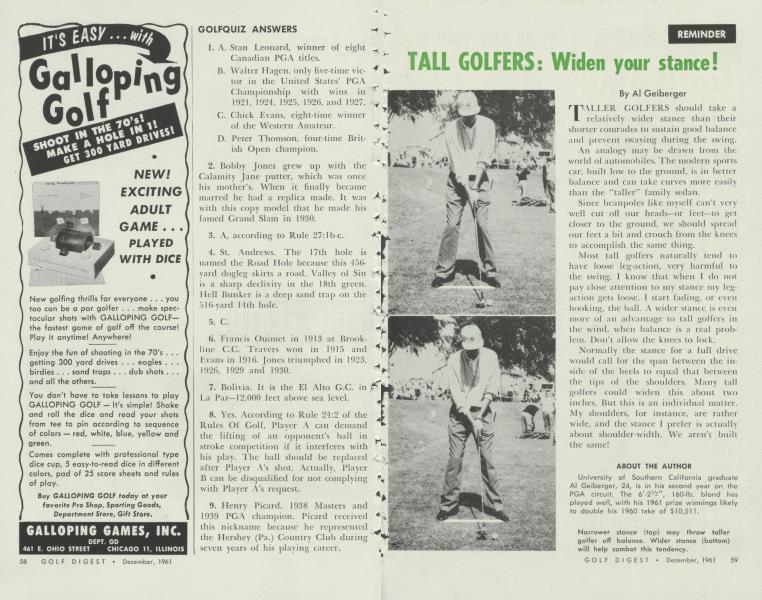 TALL GOLFERS: Widen your stance!