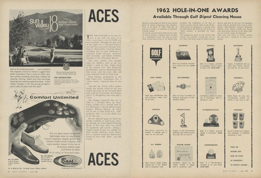 1962 HOLE-IN-ONE AWARDS