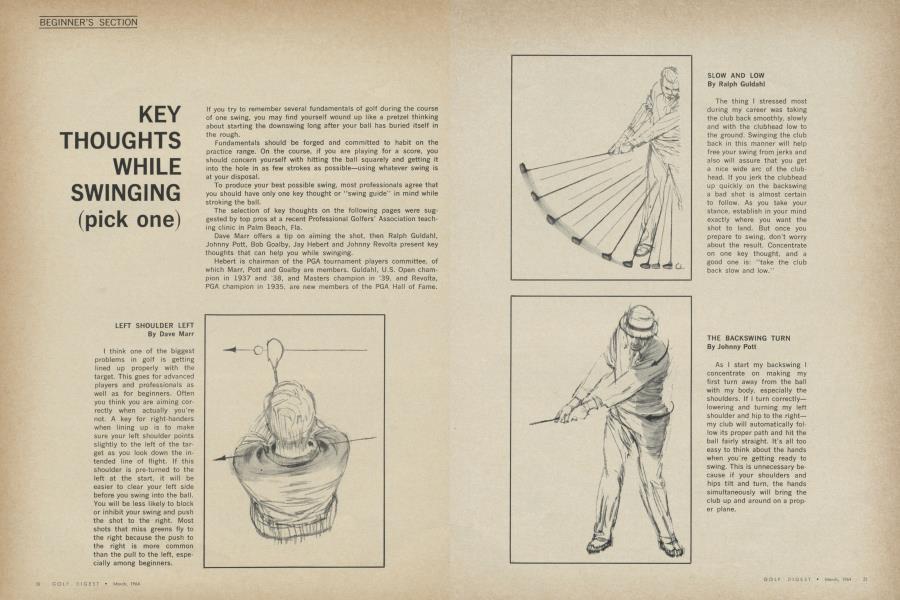 KEY THOUGHTS WHILE SWINGING (pick one)