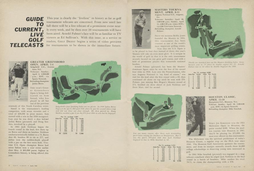 GUIDE TO CURRENT, LIVE GOLF TELECASTS