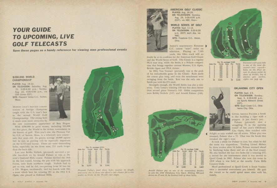 YOUR GUIDE TO UPCOMING, LIVE GOLF TELECASTS