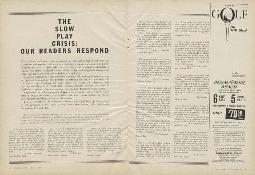 THE SLOW PLAY CRISIS: OUR READERS RESPOND