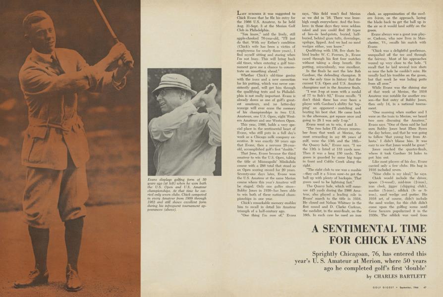 A SENTIMENTAL TIME FOR CHICK EVANS