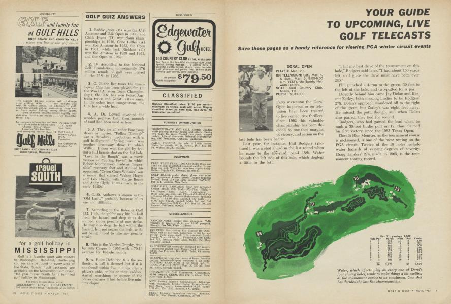 YOUR GUIDE TO UPCOMING, LIVE GOLF TELECASTS