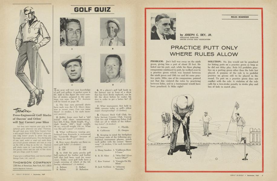 PRACTICE PUTT ONLY WHERE RULES ALLOW