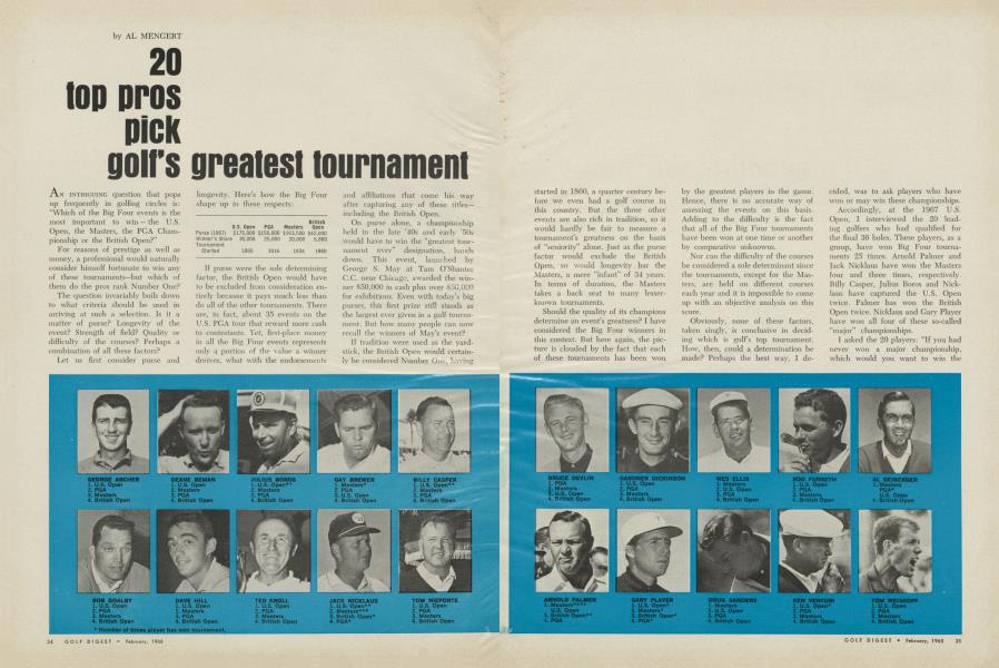 20 top pros pick golf's greatest tournament