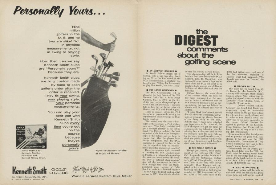 The digest comments about the golfing scene