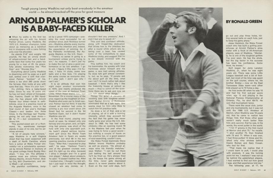 Arnold Palmer's scholar is a baby-faced killer