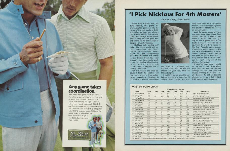 'I pick Nicklaus for 4th Masters'