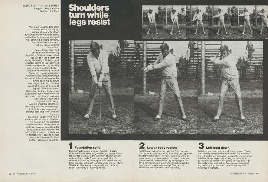 Shoulders turn while legs resist