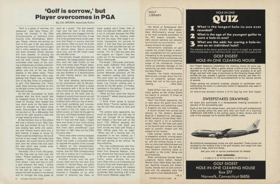 ‘Golf is sorrow,’ but Player overcomes in PGA