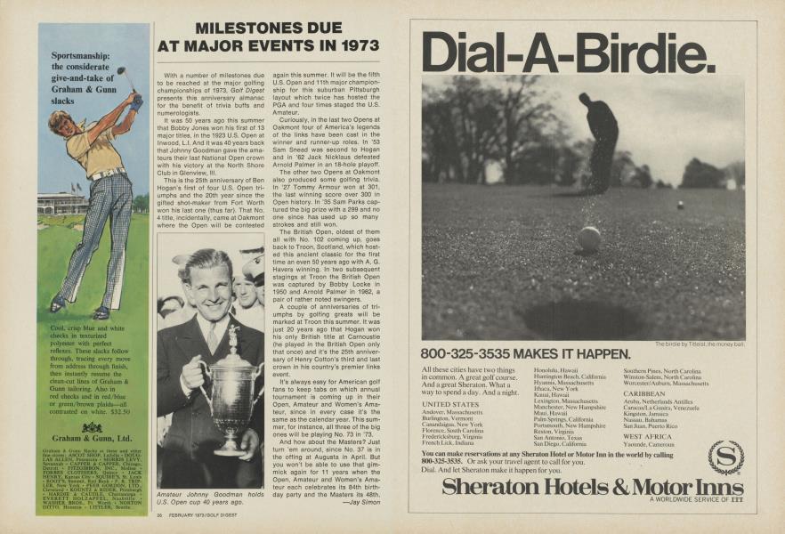MILESTONES DUE AT MAJOR EVENTS IN 1973