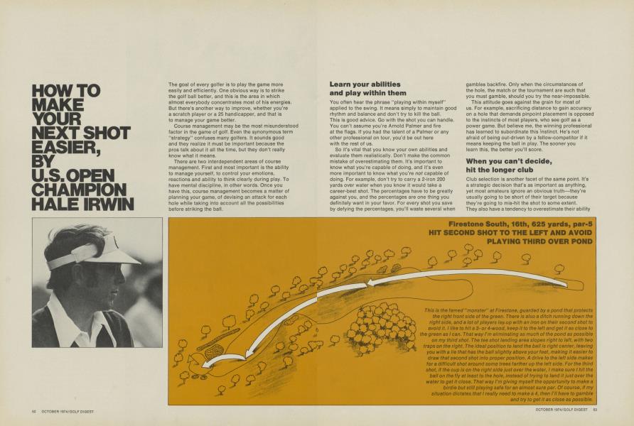 HOW TO MAKE YOUR NEXT SHOT EASIER, BY U.S.OPEN CHAMPION HALE IRWIN