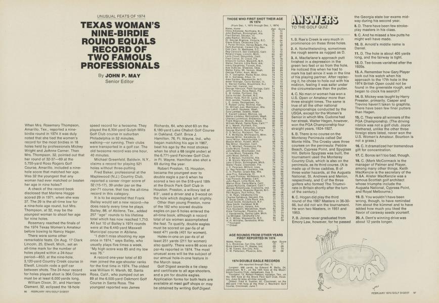TEXAS WOMAN’S NINE-BIRDIE ROUND EQUALS RECORD OF TWO FAMOUS PROFESSIONALS