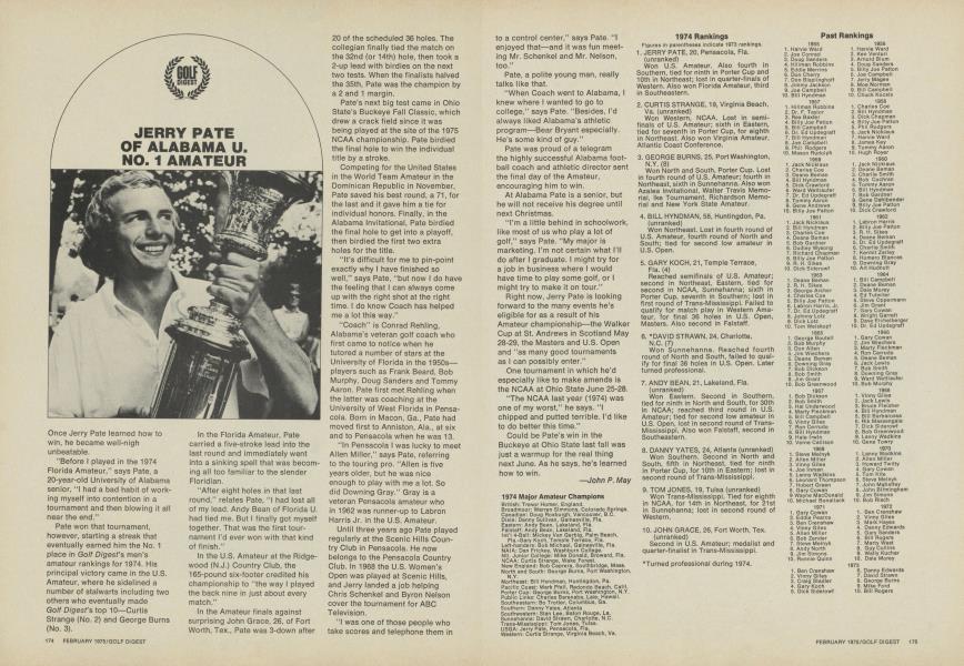 Jerry Pate of Alabama U., No. 1 Amateur