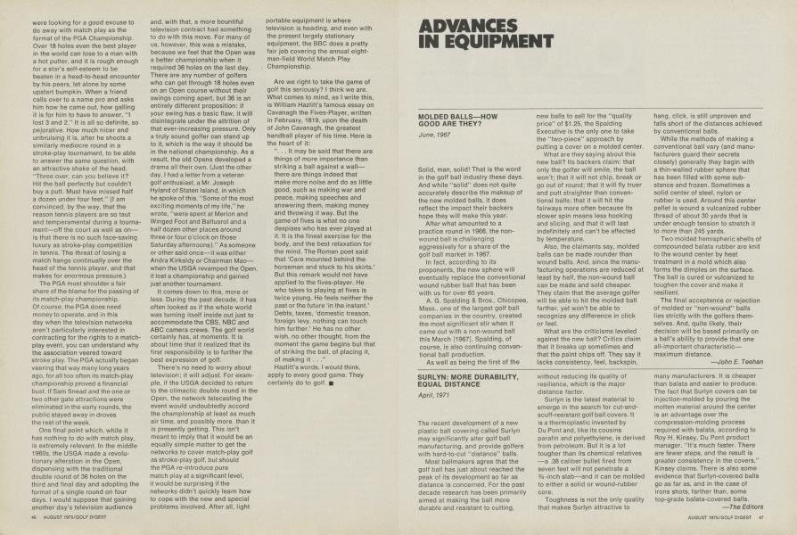 Advances in Equipment