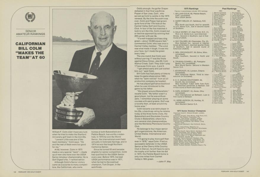 CALIFORNIAN BILL COLM “MAKES THE TEAM” AT 60