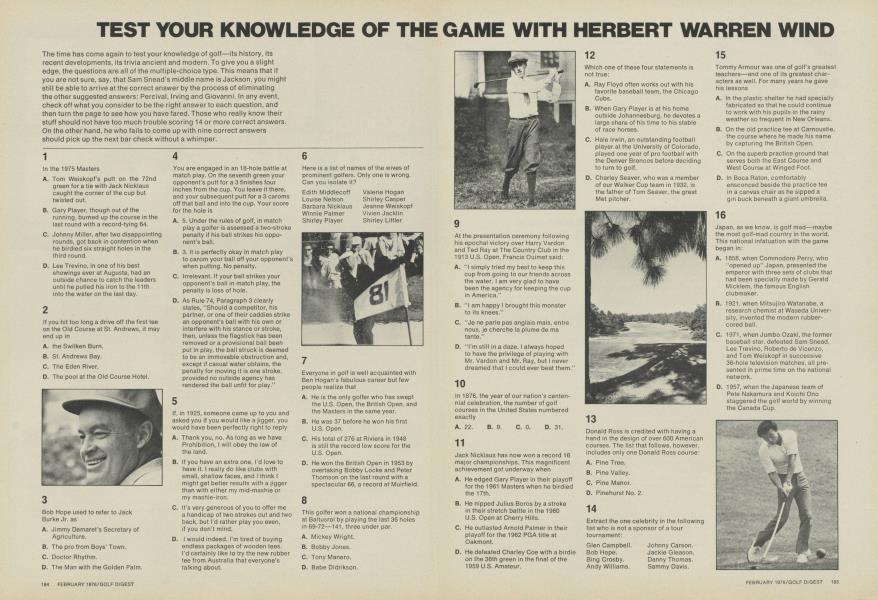 TEST YOUR KNOWLEDGE OF THE GAME WITH HERBERT WARREN WIND