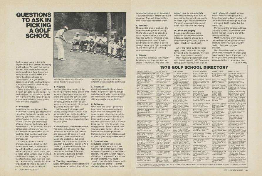 QUESTIONS TO ASK IN PICKING A GOLF SCHOOL
