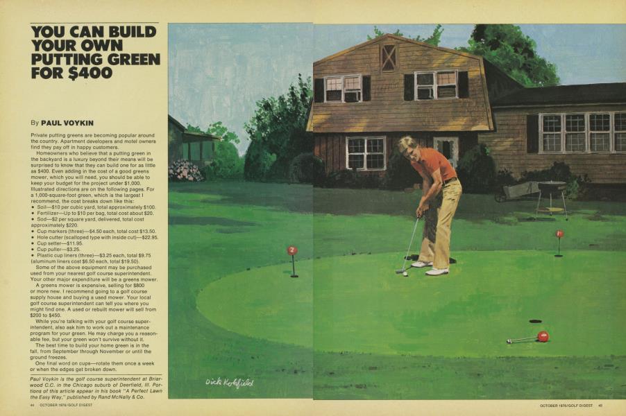 YOU CAN BUILD YOUR OWN PUTTING GREEN FOR $400