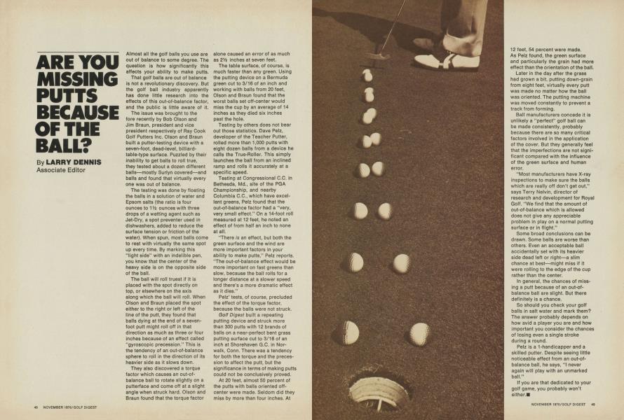 ARE YOU MISSING PUTTS BECAUSE OF THE BALL?