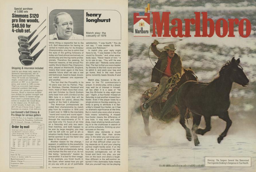 Match play: the casualty of 1976