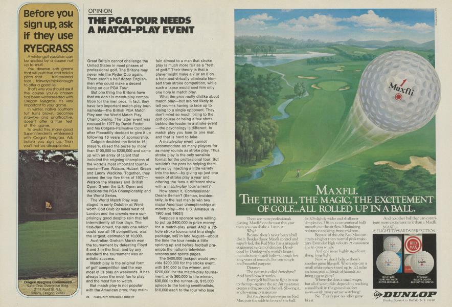 THE PGA TOUR NEEDS A MATCH-PLAY EVENT