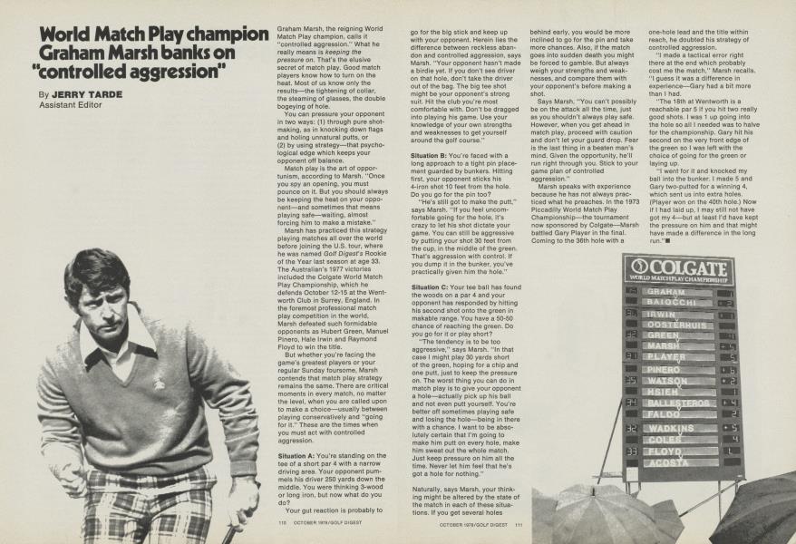 World Match Play champion Graham Marsh banks on "controlled aggression"