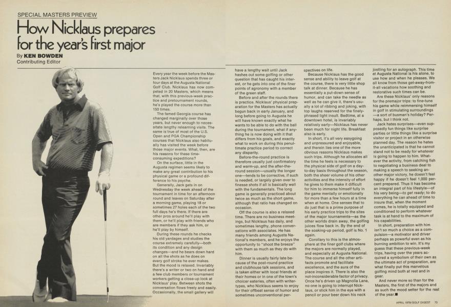 How Nicklaus prepares for the year’s first major