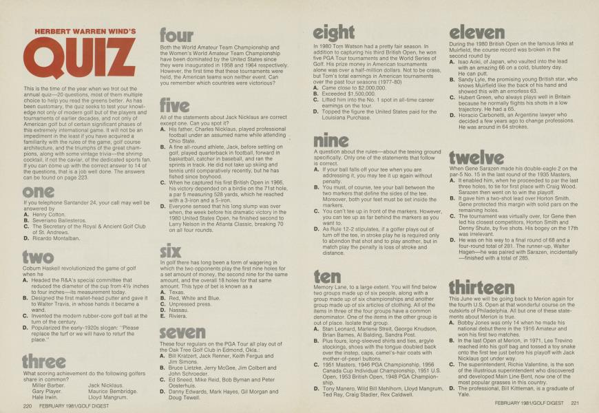 HERBERT WARREN WIND'S QUIZ