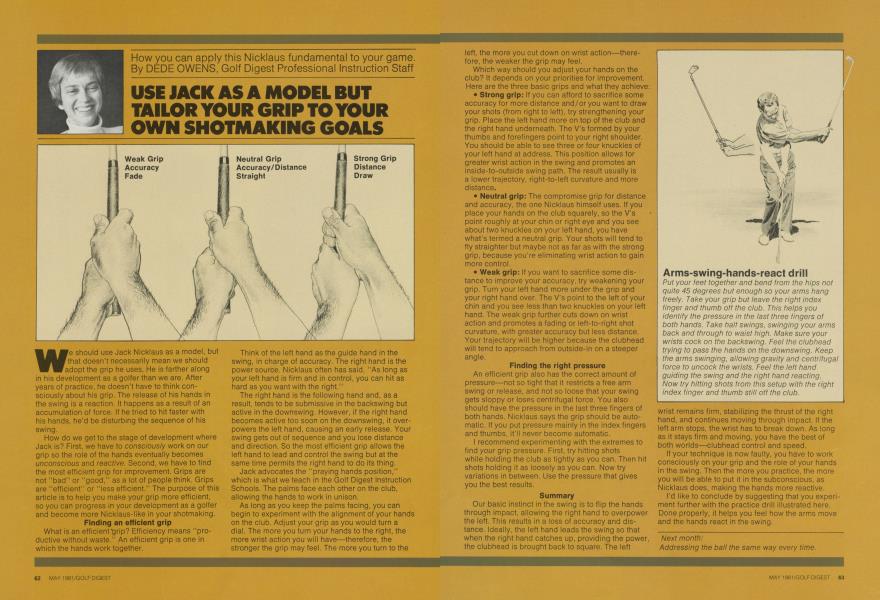USE JACK AS A MODEL BUT TAILOR YOUR GRIP TO YOUR OWN SHOTMAKING GOALS