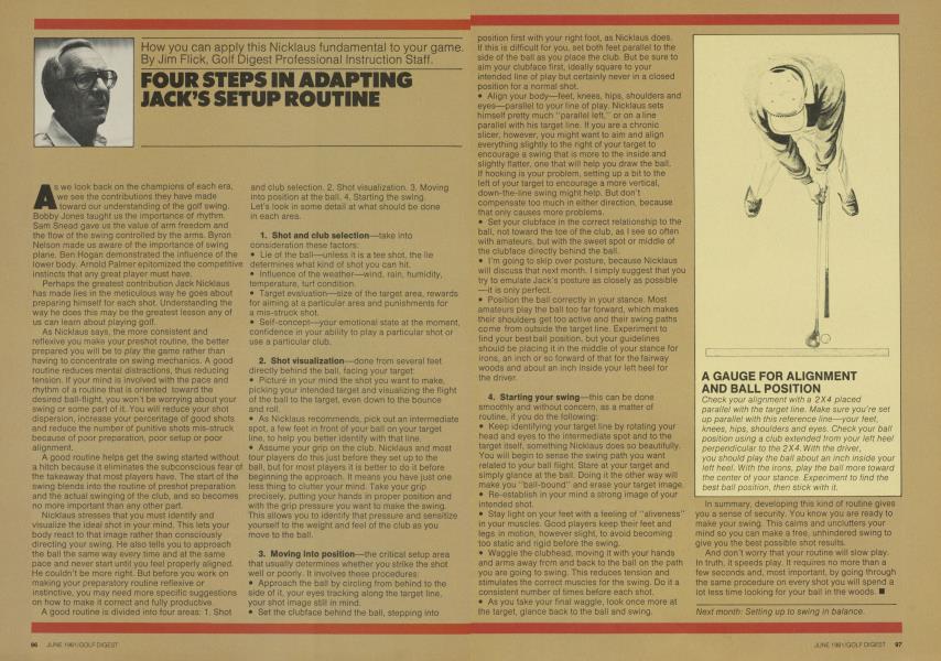 FOUR STEPS IN ADAPTING JACK’S SETUP ROUTINE