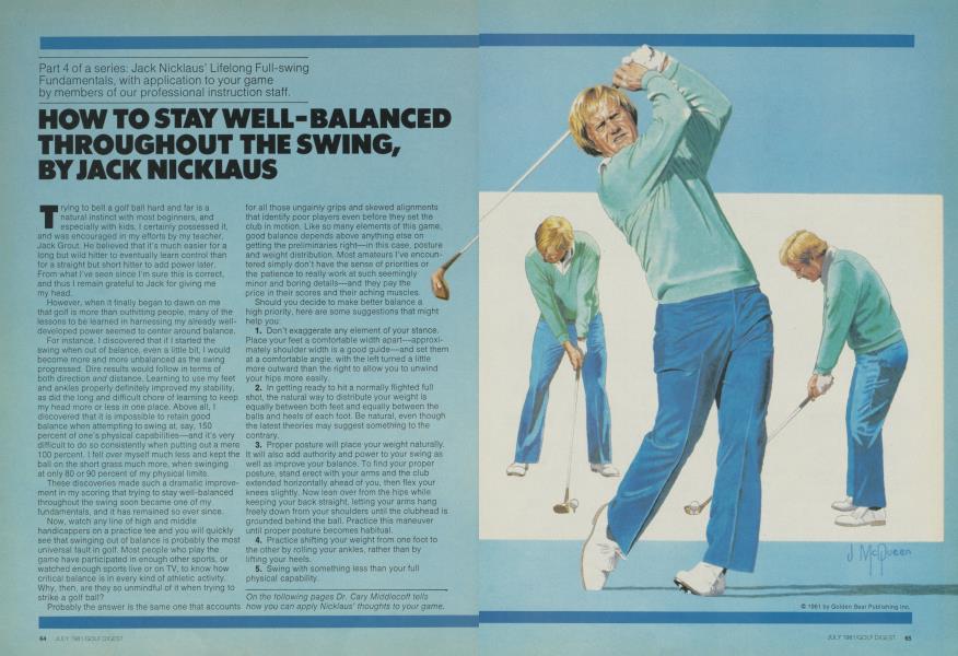 HOW TO STAY WELL-BALANCED THROUGHOUT THE SWING, BY JACK NICKLAUS