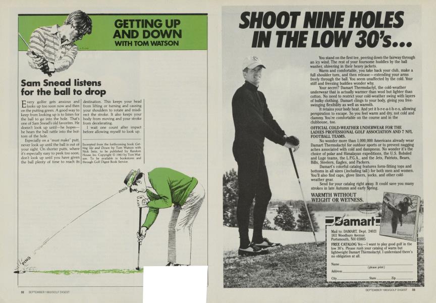 Sam Snead listens for the ball to drop