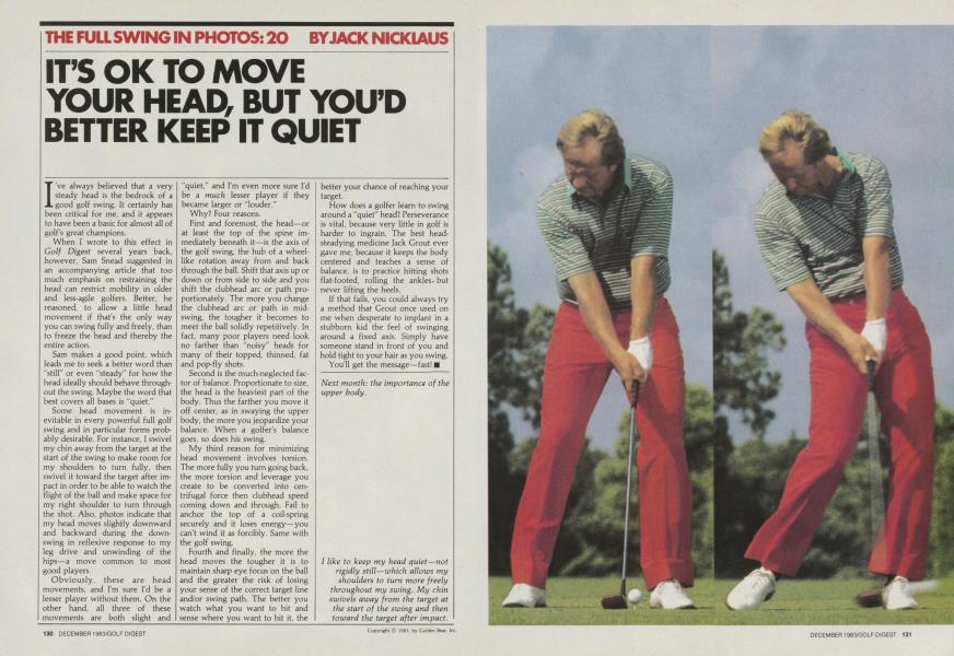 IT’S OK TO MOVE YOUR HEAD, BUT YOU’D BETTER KEEP IT QUIET