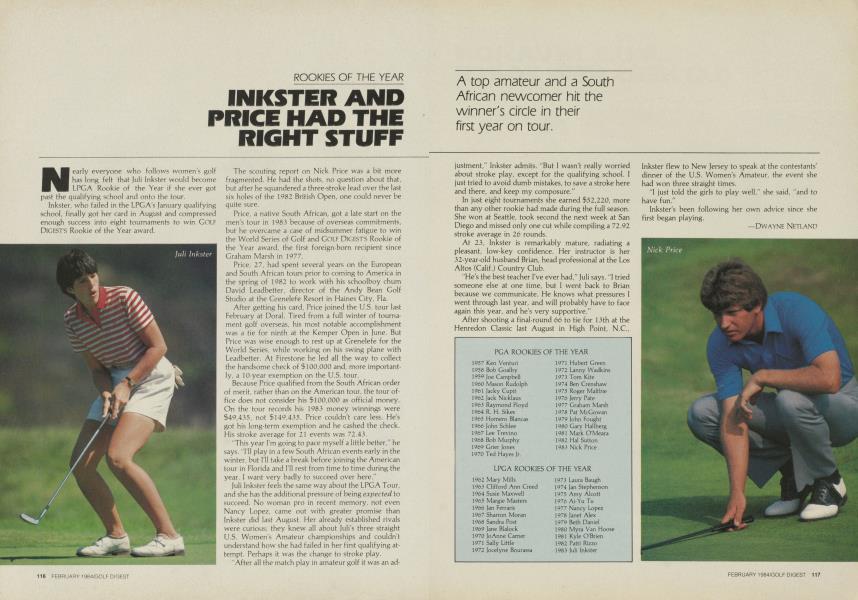 INKSTER AND PRICE HAD THE RIGHT STUFF