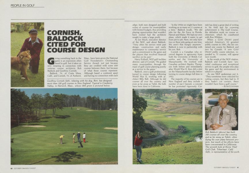 CORNISH, BALDOCK CITED FOR COURSE DESIGN