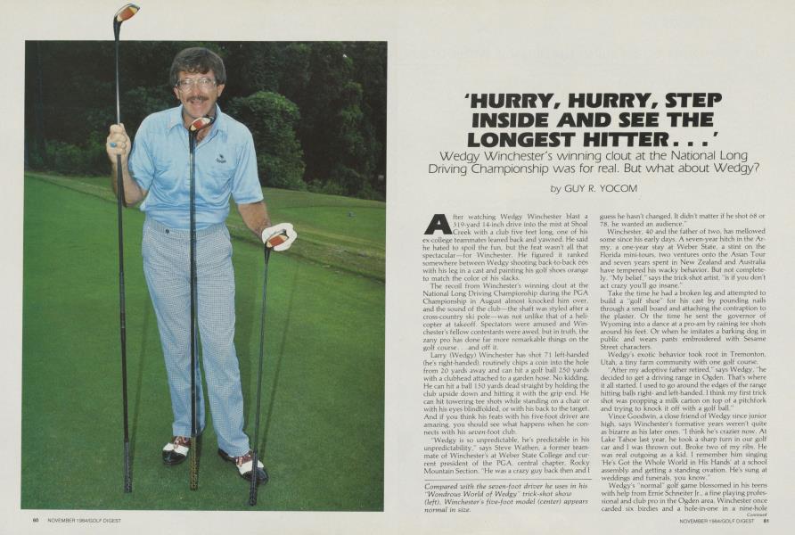 'HURRY, HURRY, STEP INSIDE AND SEE THE LONGEST HITTER. . .'