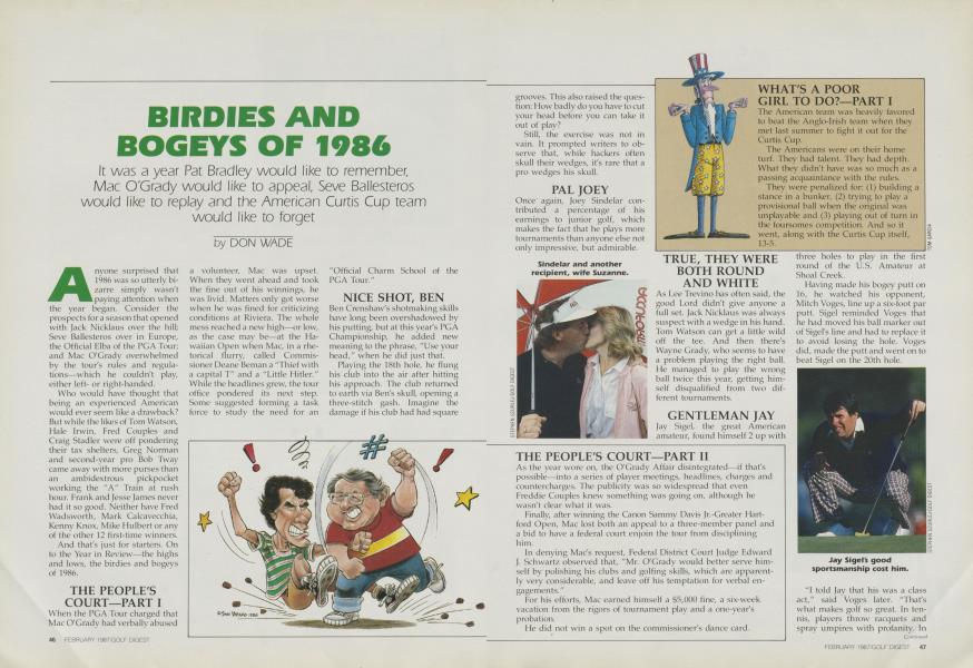 BIRDIES AND BOGEYS OF 1986