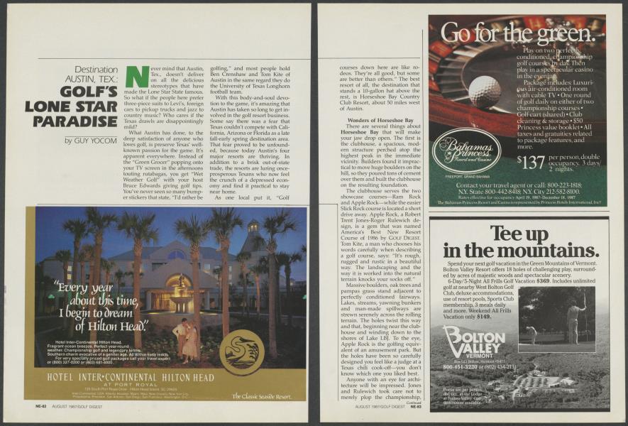 DESTINATION AUSTIN, TEX.: GOLF'S LONE STAR PARADISE