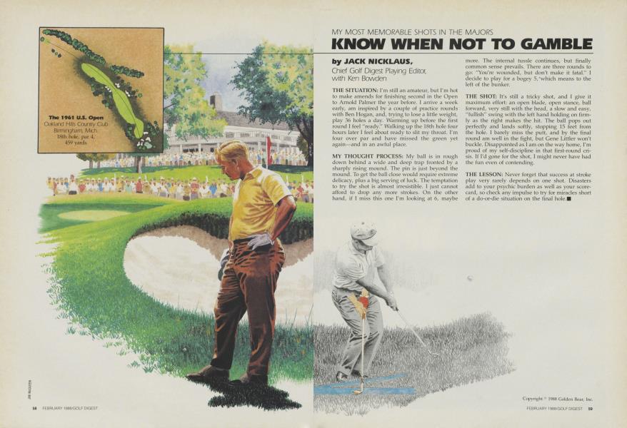 MY MOST MEMORABLE SHOTS IN THE MAJORS KNOW WHEN NOT TO GAMBLE