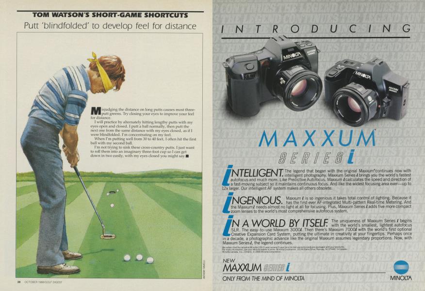 Putt 'blindfolded' to develop feel for distance