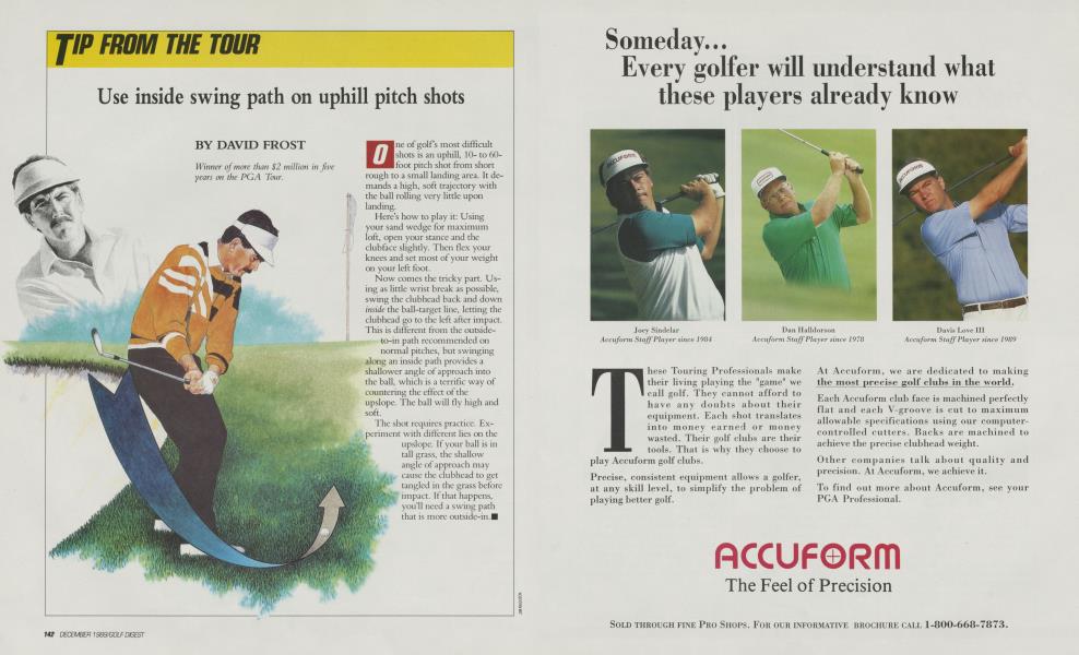 Use inside swing path on uphill pitch shots